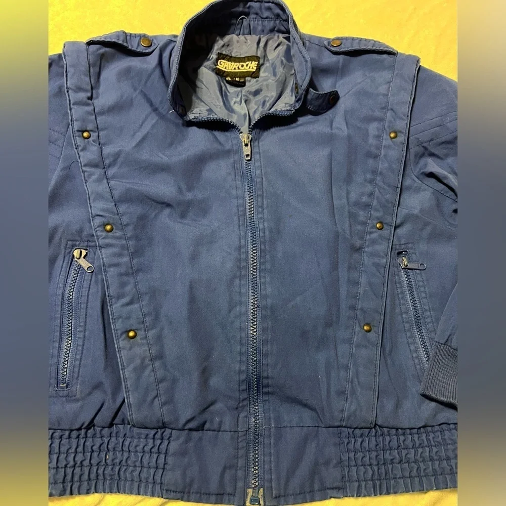 *True Vtg 80s Boys Gavroche Blue Bomber Jacket size 16- 1st pic is truest color